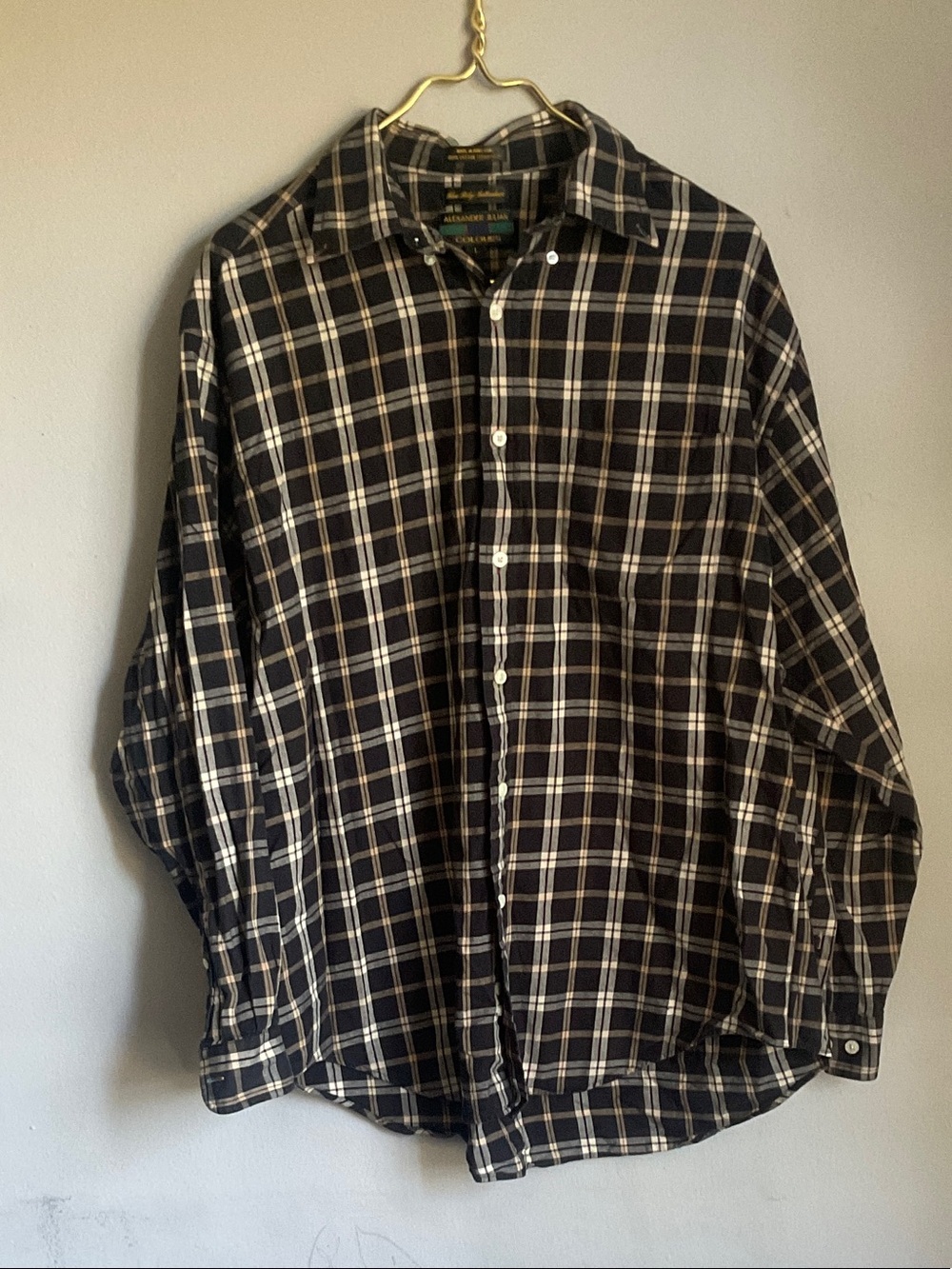 Alexander Julian Black and Cream Plaid Button-Down Shirt